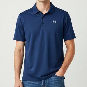 Under Armour HeatGear Men’s Polo Shirt Blue Loose Fit Size Small